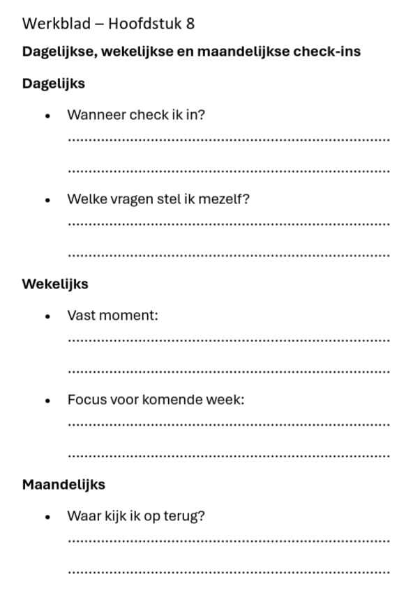 Voorbeeldpagina uit de Leefstijl Succesplanner — werkblad voor tijd indelen